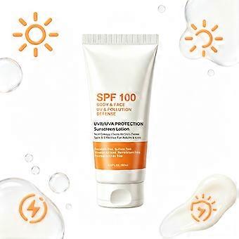 SPF100 Broad Spectrum UVA UVB Sunscreen Lotion, Hydrating Non Greasy Zero White Cast Texture, Light Daily Outdoor Face Body Sun Cream 150ML