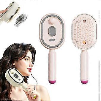 Electric 3-in-1 Mist Spray Hair Brush - Air Cushion Massage & Detangling Steam Function, Self-Cleaning, Anti-Tangle, Anti-Static