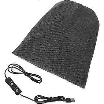 Warme Strickmütze für den Winter, 2er-Pack graue elektrisch beheizbare Mützen für draußen