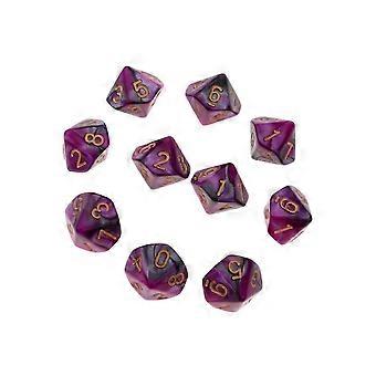 10 zehnseitige Spielwürfel (16 mm) für Brettspiele / Mathematikunterricht (Lila + Grau)