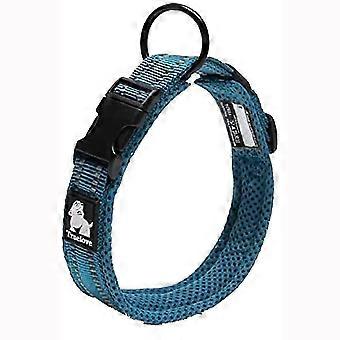 Reflective Dog Collar Adjustable Strong Nylon Comcompatible witht Padded Classic Pet Collars (Blue,L)
