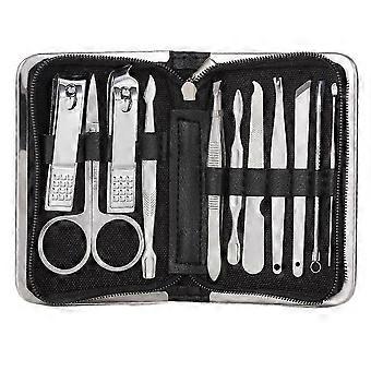 Manicure Set 11pcs Black Professional Stainless Steel Nail Clippers Kit for Travel and Grooming
