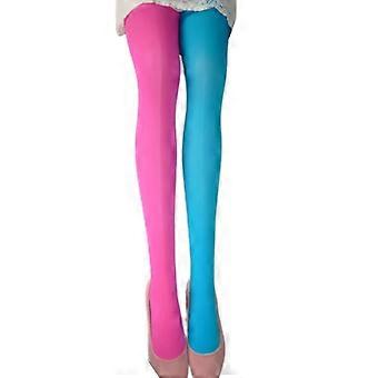 Women Candy Colored Contrast Tights Stockings Fashion Two Tone Opaque Pantyhose