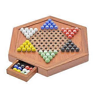 Traditional Chinese Checkers 12 Inches Board Game 6 Color Glass Pieces