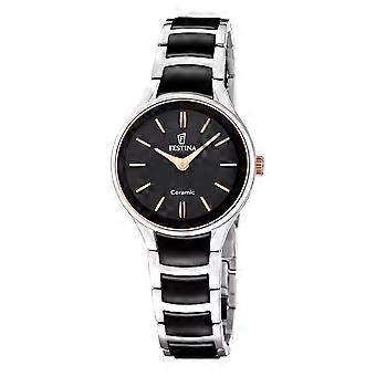 Festina Ladies Steel & Piano Black 30mm Ceramic Dress Watch F20752-7