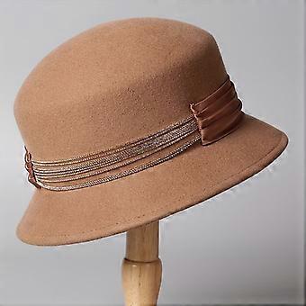 Women's Fisherman's Hat French Style Sparkling Diamond, Australian Wool Felt Vintage Elegant Cap for Autumn Winter