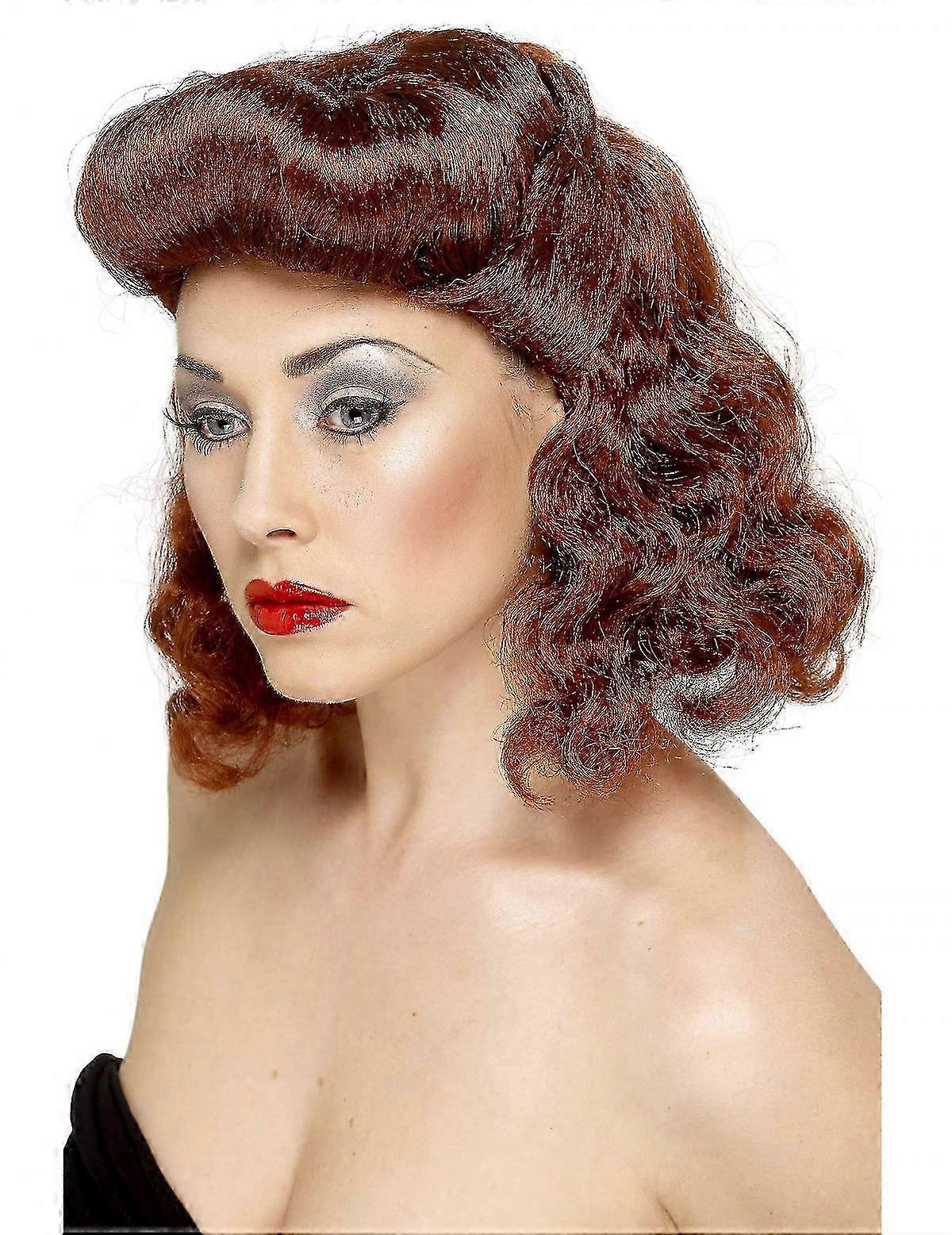 Women's brown pin up wig