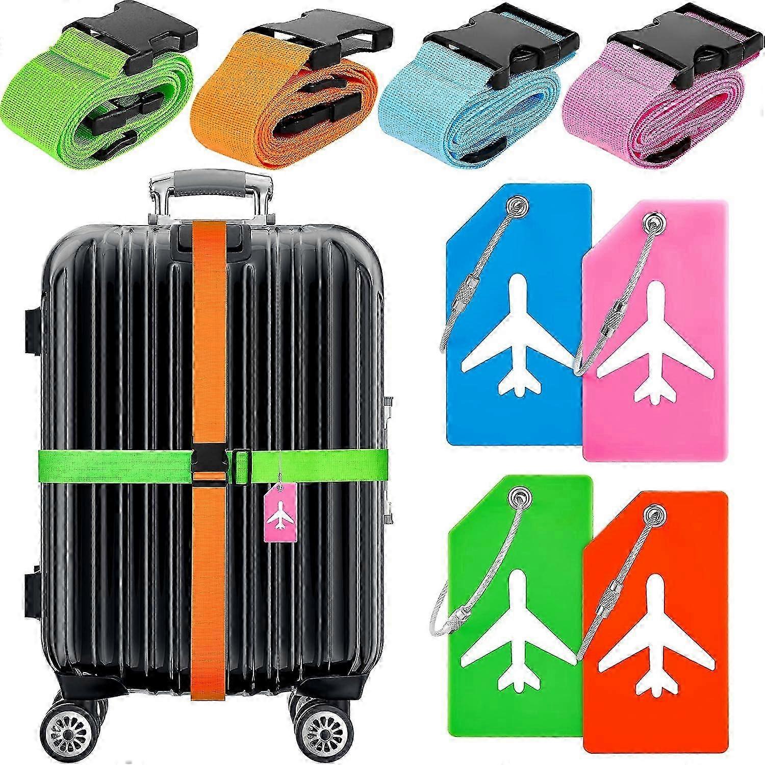 TSA-Friendly Luggage Straps Tags 8-Piece Kit
