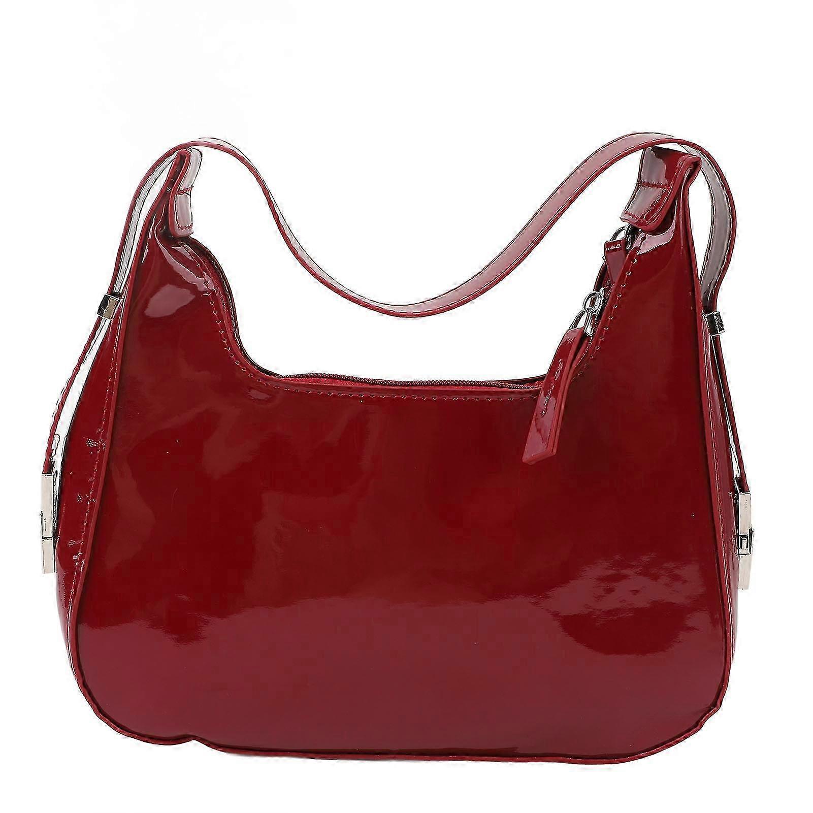 Red Glossy PU Compact Underarm Bag