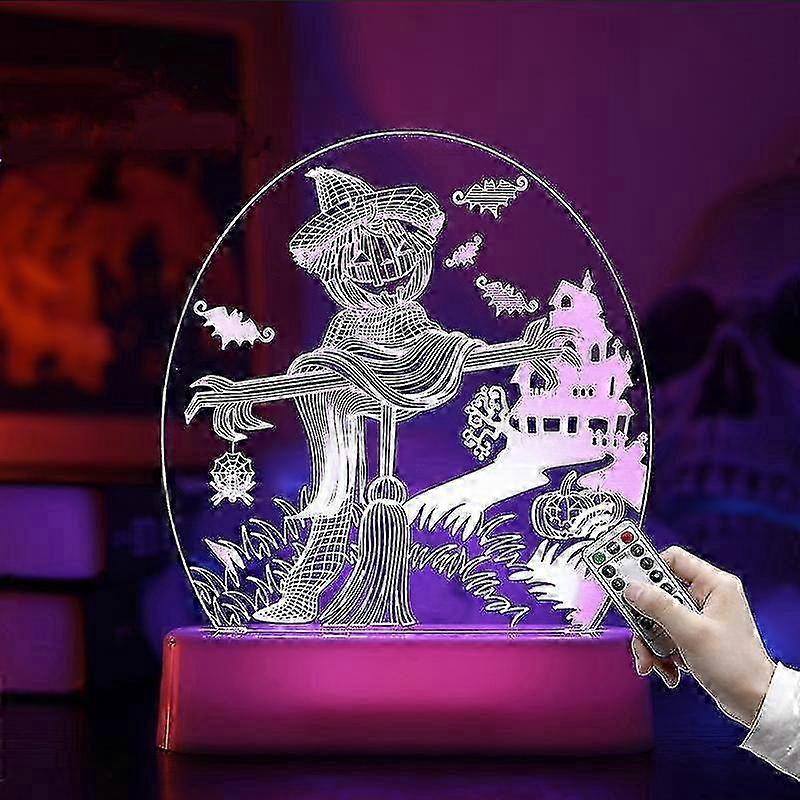 Wekity 3D Pumpkin Halloween Night Light Remote Control Color