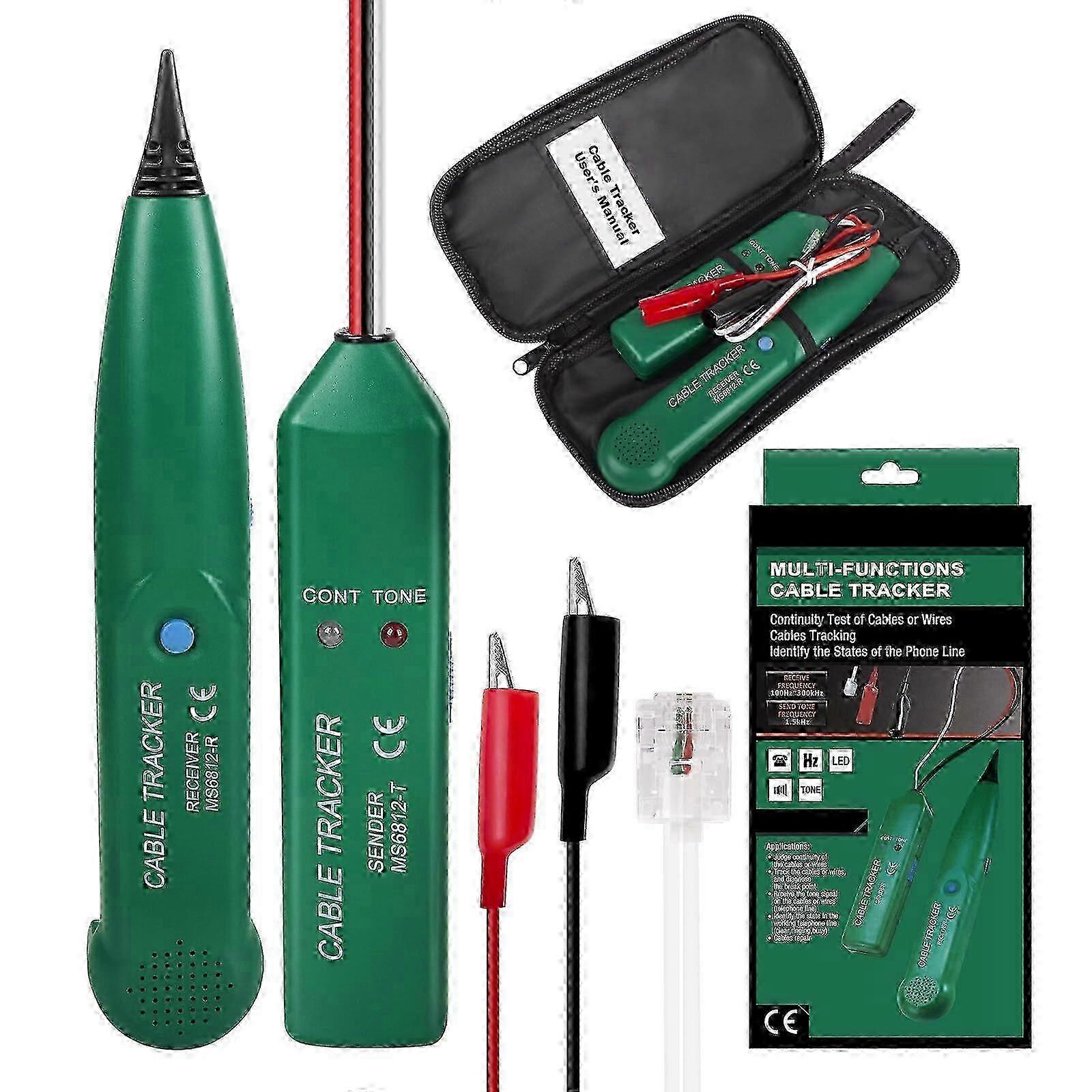 Professional Cable Tracker, Multi-function Wire Detector for Hidden Wire Tracing, Telephone Line Testing, with Carry Case