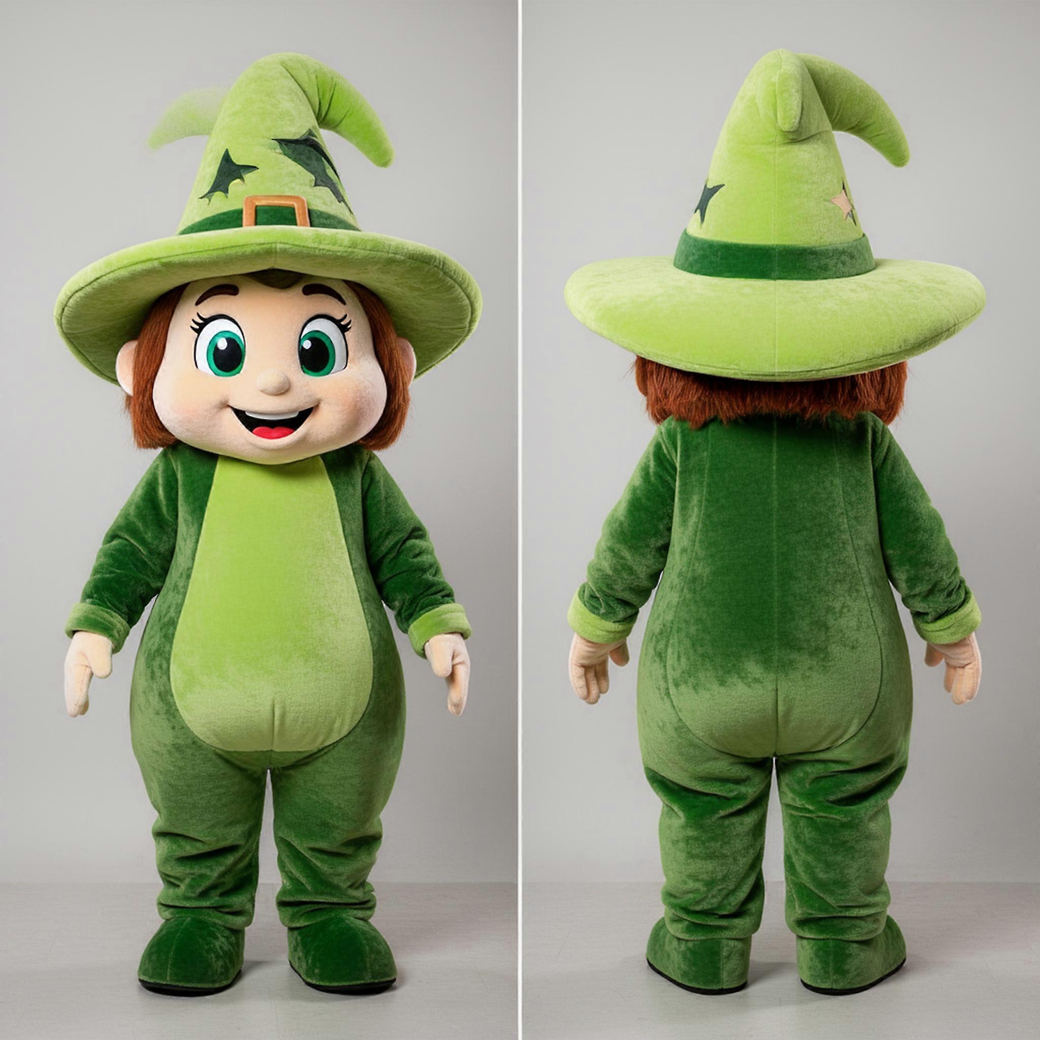 MASTICOT Lime Green Oversized Witchs Hat Mascot