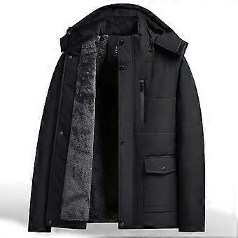 Winter Cotton Coat for Middle-aged and Elderly Men, with Thick Fleece and Hooded Warm Jacket