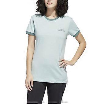 Adidas GE0338 Womens T Shirts Ribbed Crew Neck Sports Top Regular Fit Cotton Tee