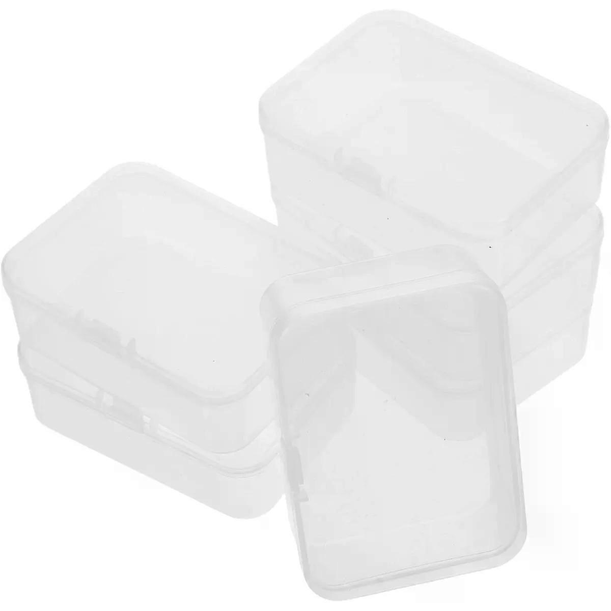 6pcs Mini Rectangular Plastic Storage Box Hinged Lids for Game Cards Small Items and Craft Projects for Card Deck Organization