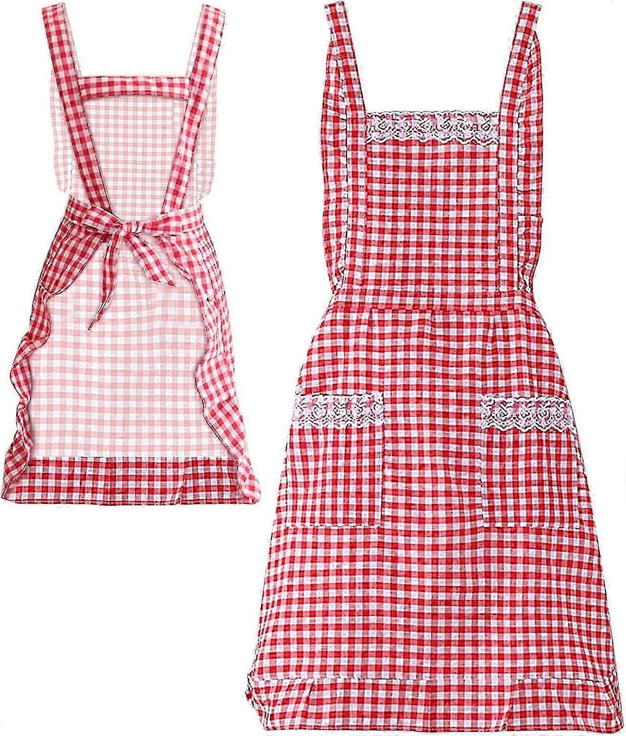 Classic Red White Cotton Apron