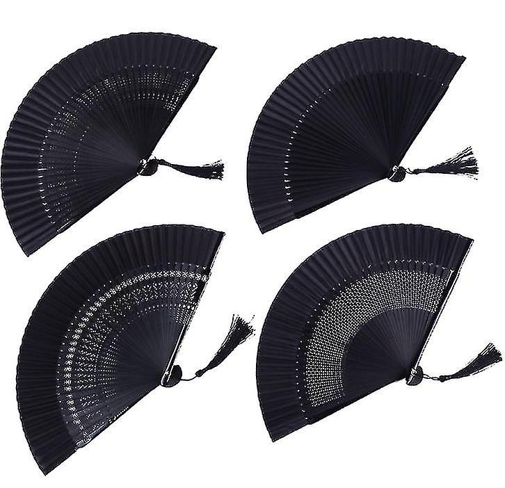 4 חלקים מאוורר יד מתקפל מאוורר סיני מאוורר בד אוריינטלי לריקוד, מאווררים מתקפלים למסיבה מאווררי כף יד מאווררי כף יד