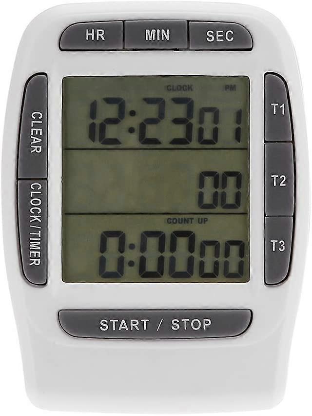 Portable 3-Channel Digital Alarm Timer Electronic LCD Multi-Channel Kitchen Timer Countdown Timer with Memory Function