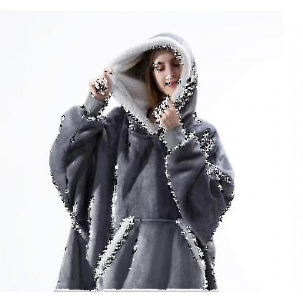 Women's Thick Pajamas Wearable Lamb Velvet Lazy Blanket Home Casual Plush Sweater With Hood