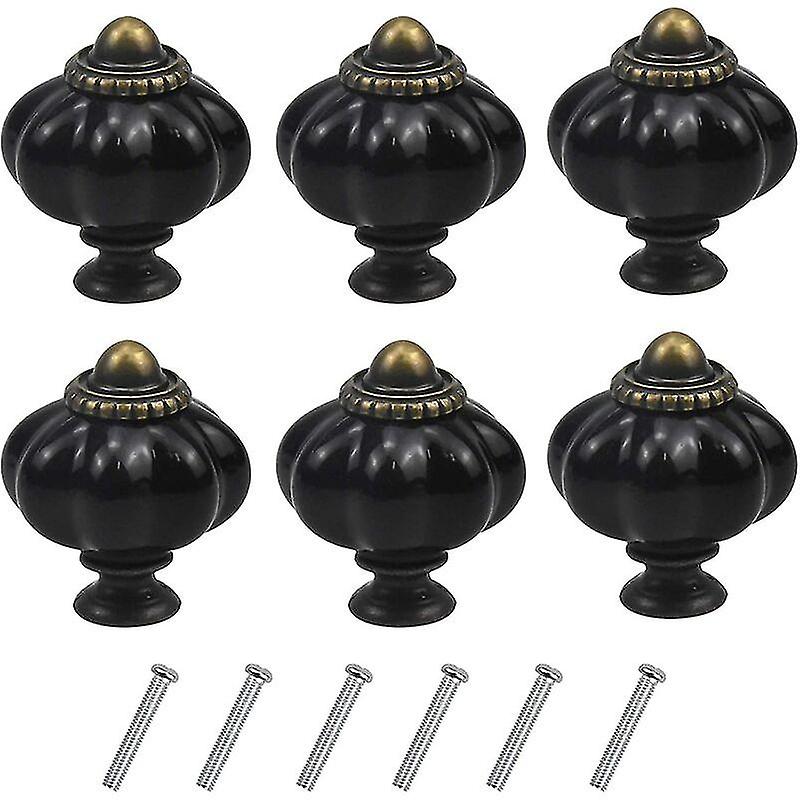 6pcs Vintage Pumpkin Knobs, Antique Furniture Handle, Drawer Door Knobs Acrylic Pull