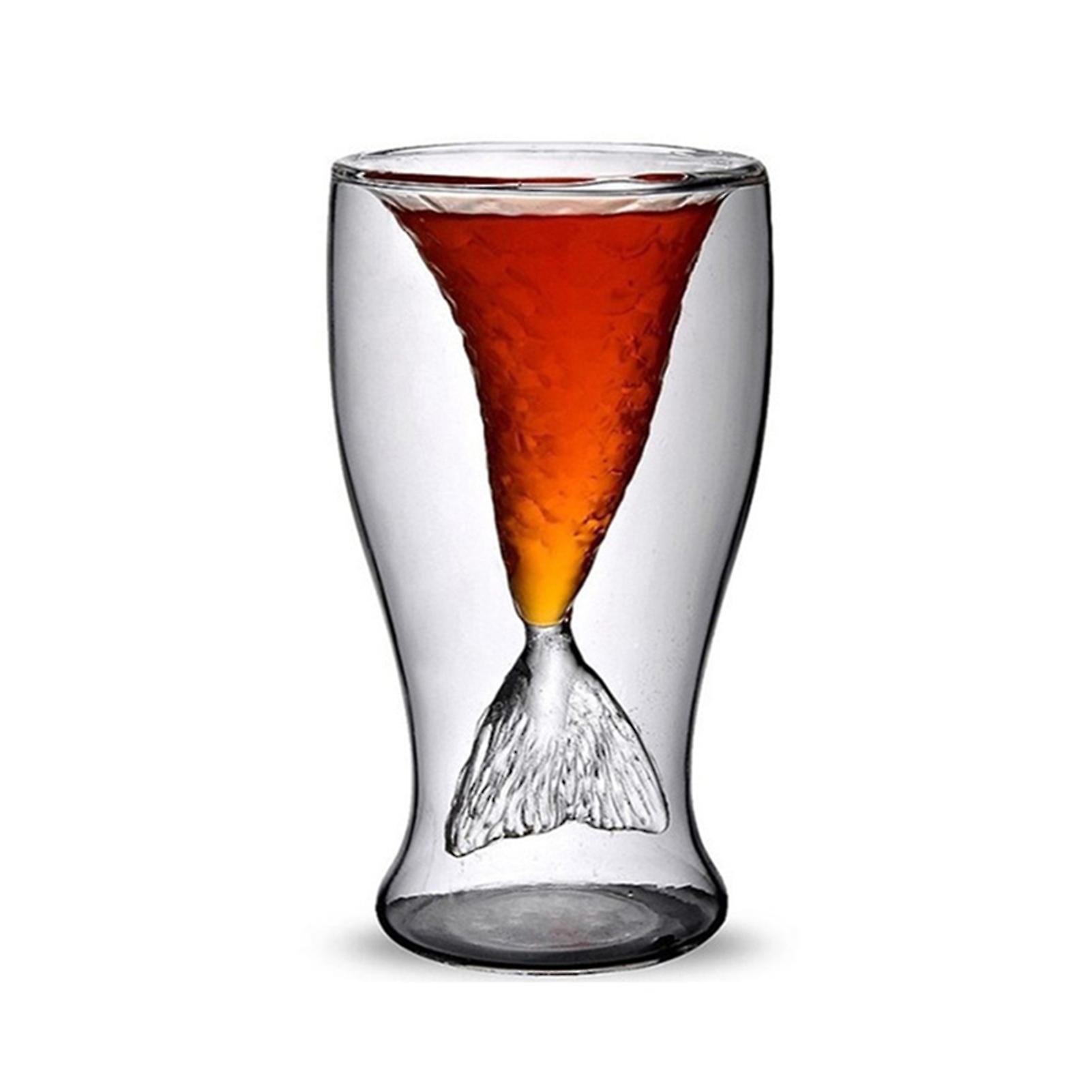 Mermaid Shot Glass for Whiskey 100 ML Double Wall Glass Cup Creative Design Transparent Durable Unique Stylish Fun