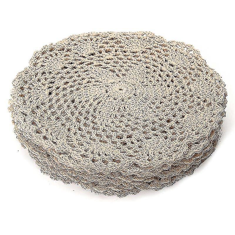 12 قطع خمر القطن حصيرة جولة اليد الكروشيه الدانتيل المفارش زهرة الوقايات الكثير الجدول المنزلية ديكو-YUHAO