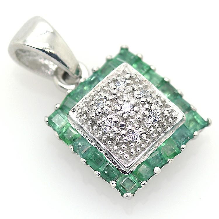 Emerald, Diamonds And 925 Silver Pendant awo-9