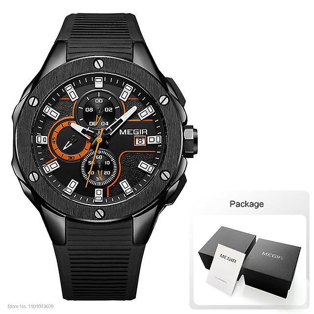 Chronographe Mains Lumineuses Bracelet Silicone Hommes Arme Militaire Sport Quartz Montres-Bracelets Avec Indicateur de Date 2053G