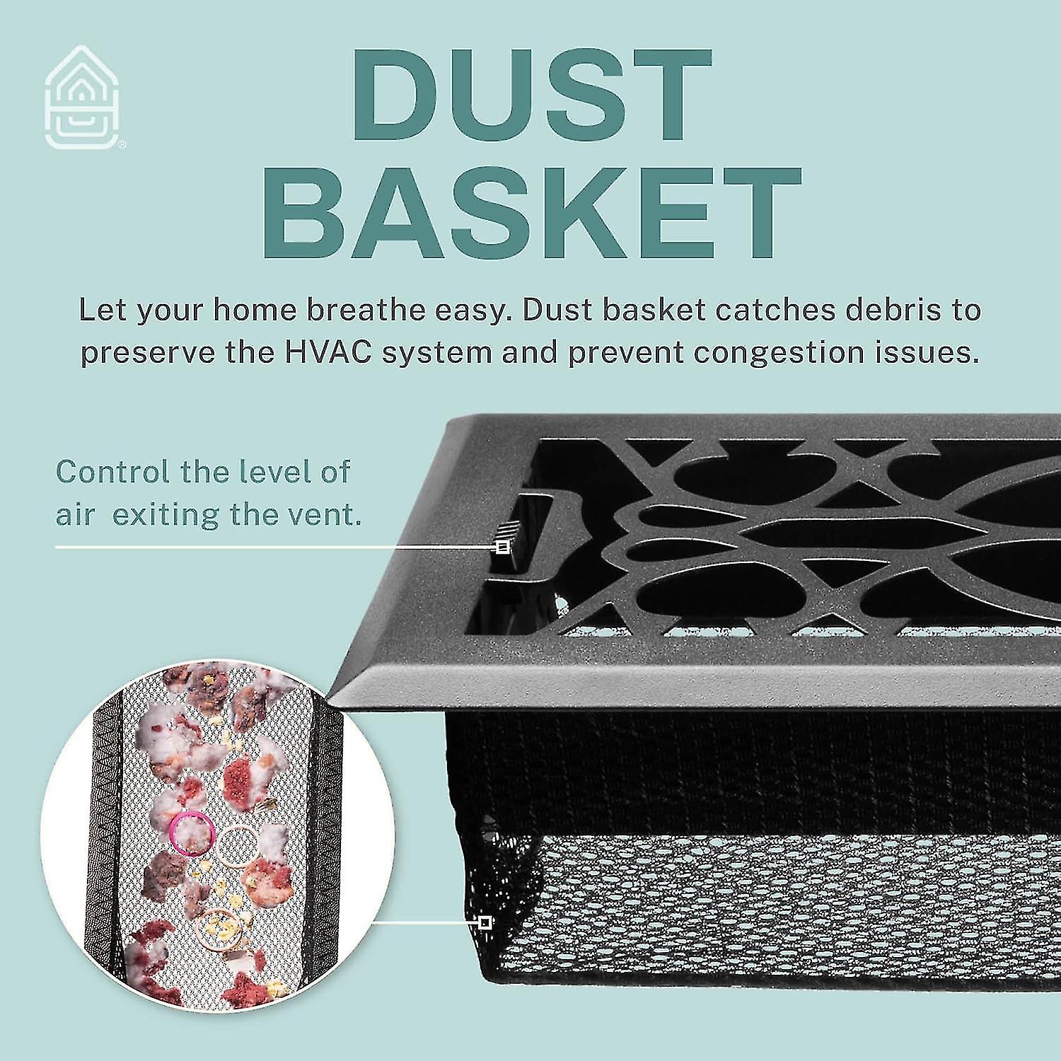 Victorian Scroll 2x14 Inch Decorative Floor Register Vent with Mesh Cover  Trap, Matte Black | Fruugo UK