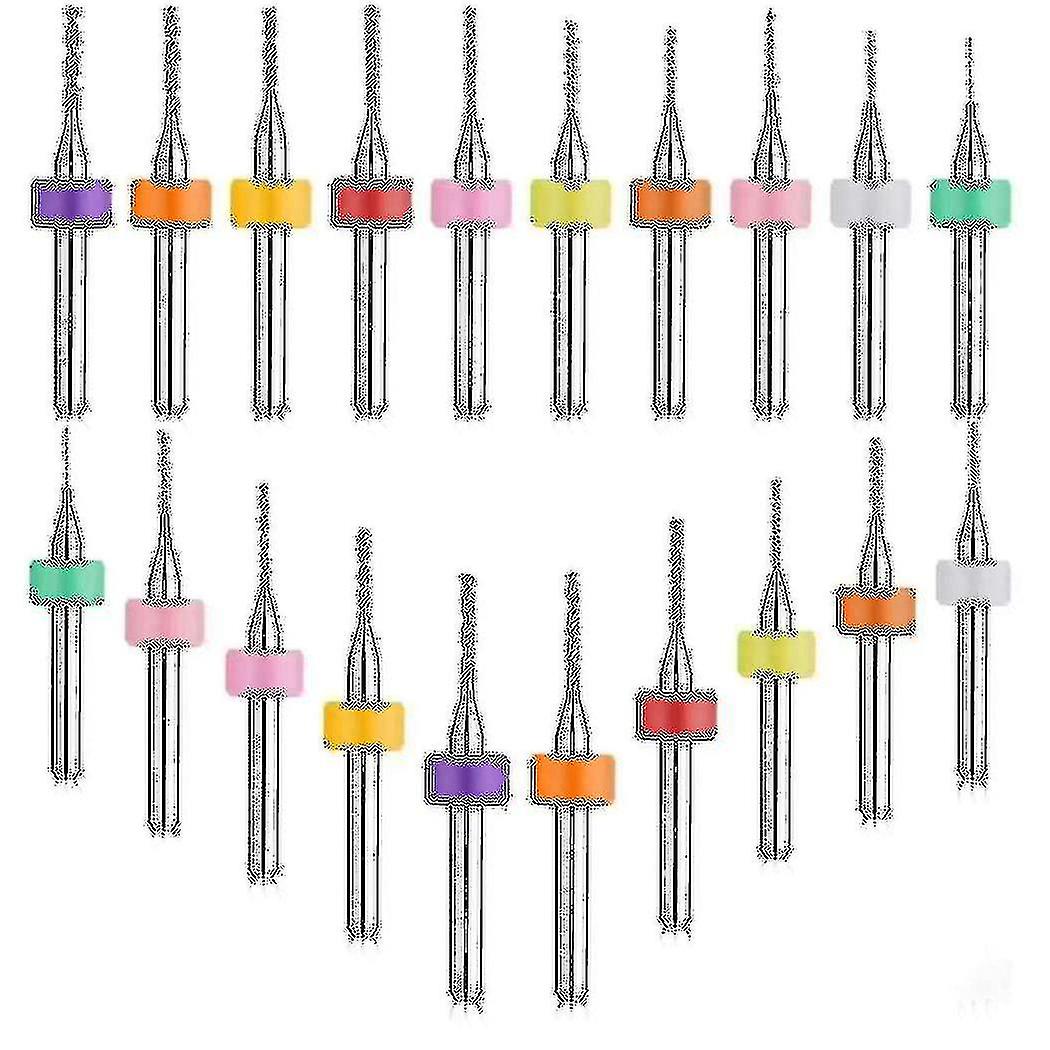 20pcs Drill Bit Set 0.3-1.2mm Drill Bits Tungsten Steel Pcb Print Circuit Board Flute Cnc For Rough