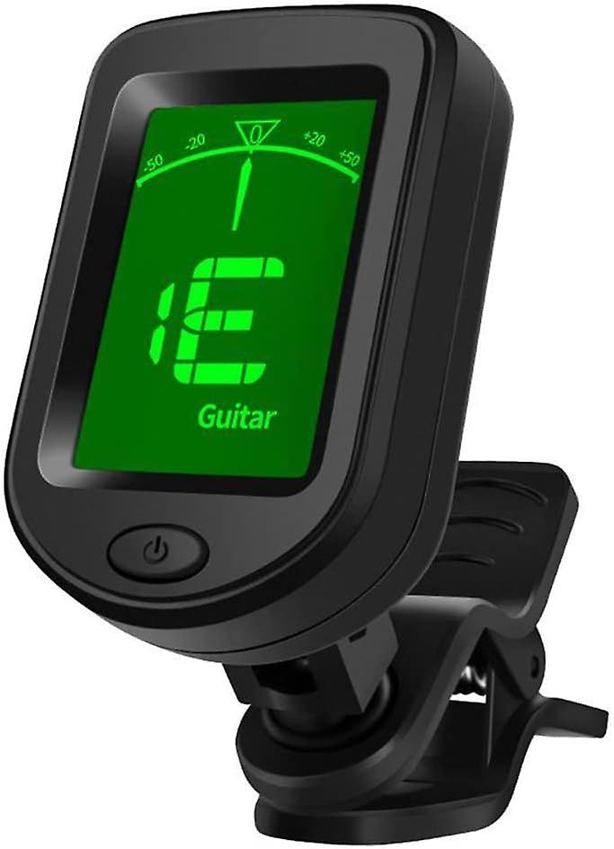 Chromatic Clip-on Guitar Tuner Portable Tuner for Guitar, Bass, Violin, Ukulele and Banjo, with 360° Rotation LCD Display, Battery Included