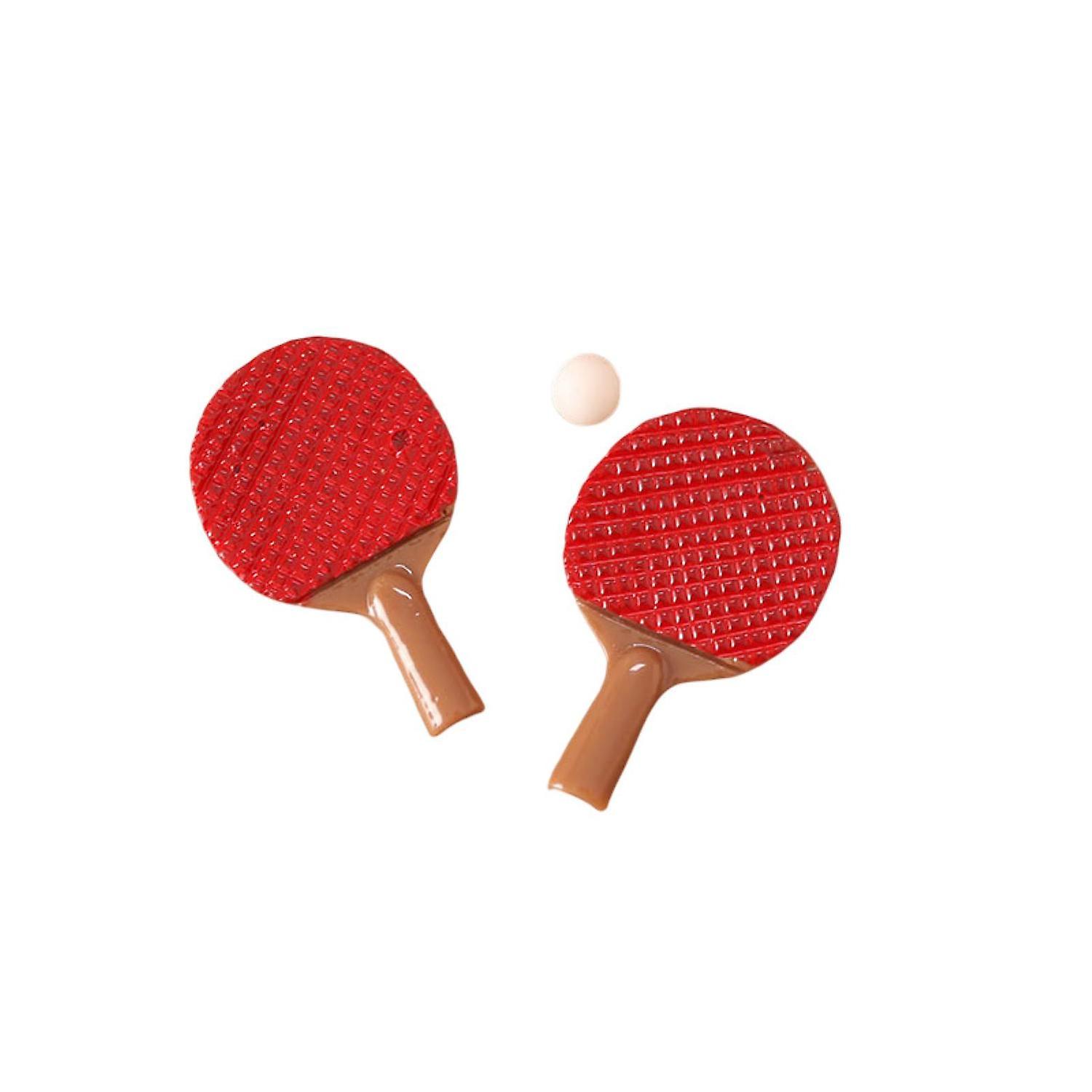 1 Set Miniature Ping-pong Racket Realistic 1/6 Ratio Resin Dollhouse Table Tennis Racket Model