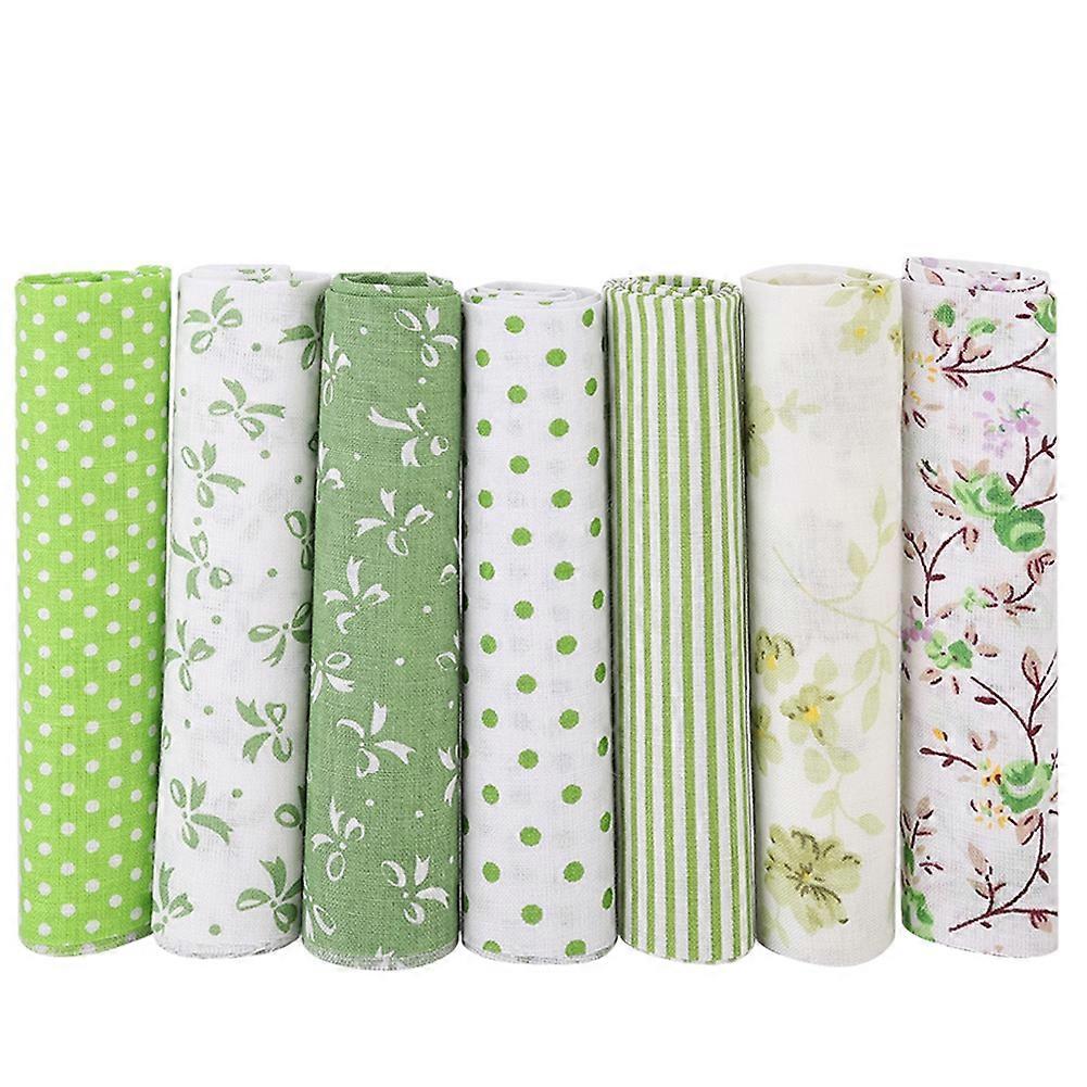 Rankomu 7Pcs/Set,Cotton Batiks Sewing Craft Cloth Multiple Patterns for DIY Wallet Cushion Cover,Green(19.7 * 19.7inch)