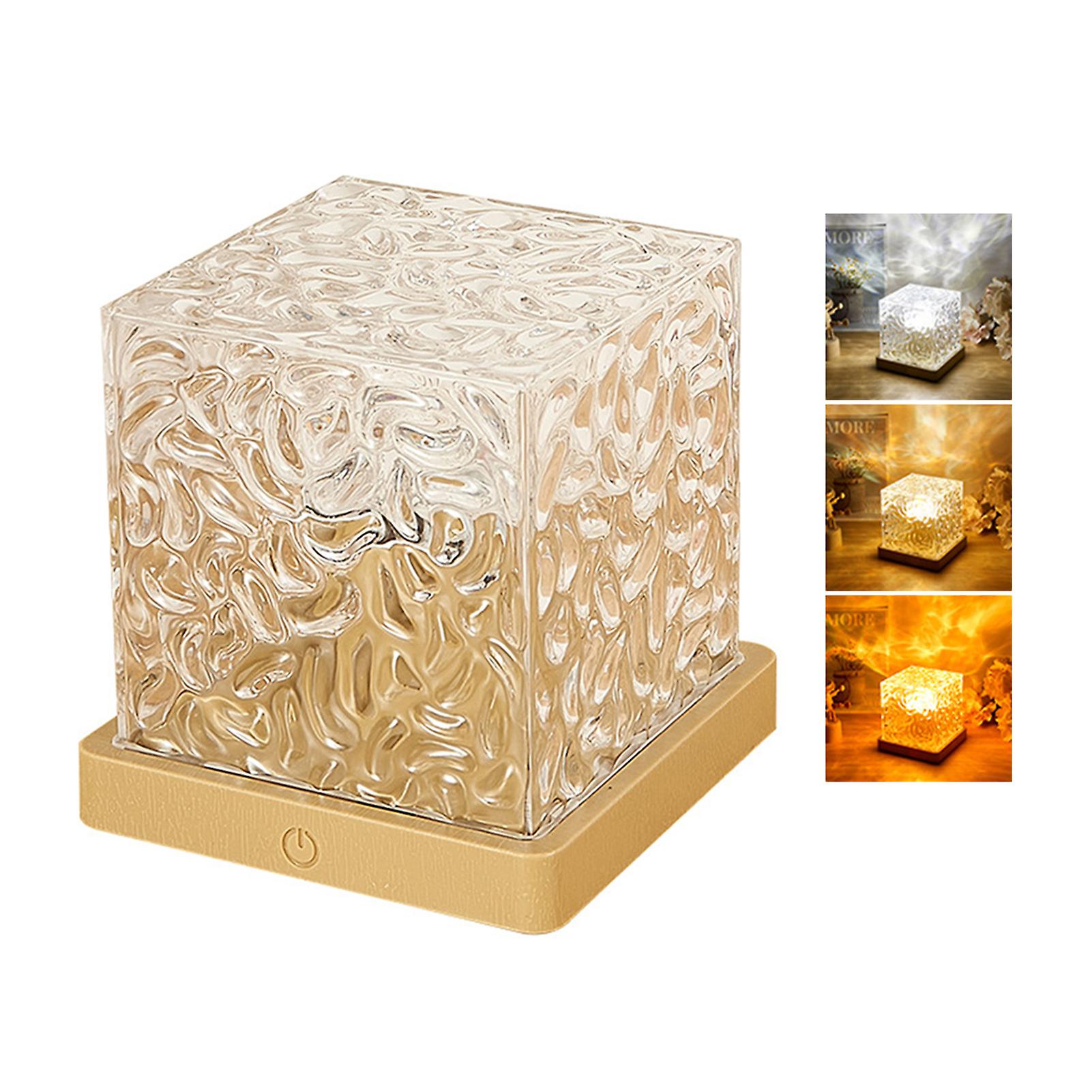 3/16 Colors Rotating Water Wavy Squared Night Lamp Stylish Crafts Decorative Ornament for Living Room Home