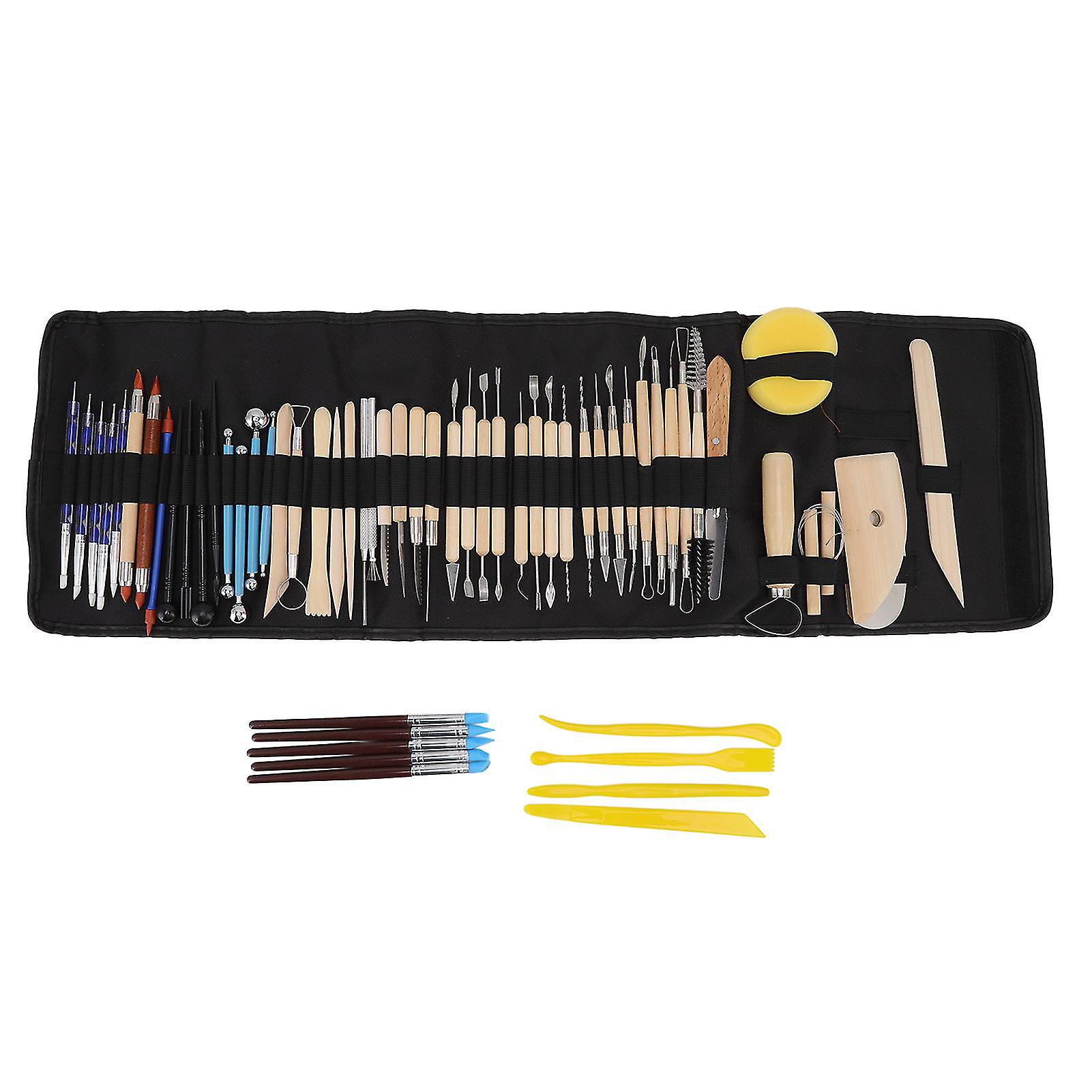 61 Pcs Exquisite and Versatile Polymer Clay Sculpting Tools Set with Canvas Bag for Beginners and Experts