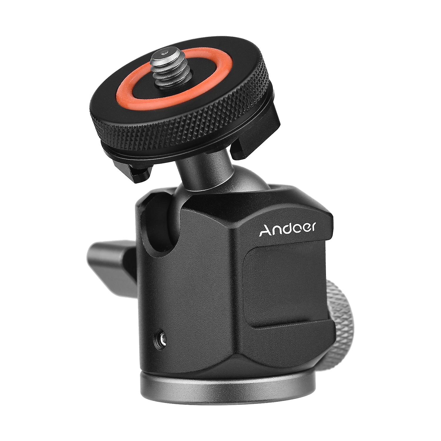 Andoer 2-in-1 360° Rotatable Dual Use Ball Head Cold Shoe Mount Mini Ball Head with 1/4 Screw Extra 