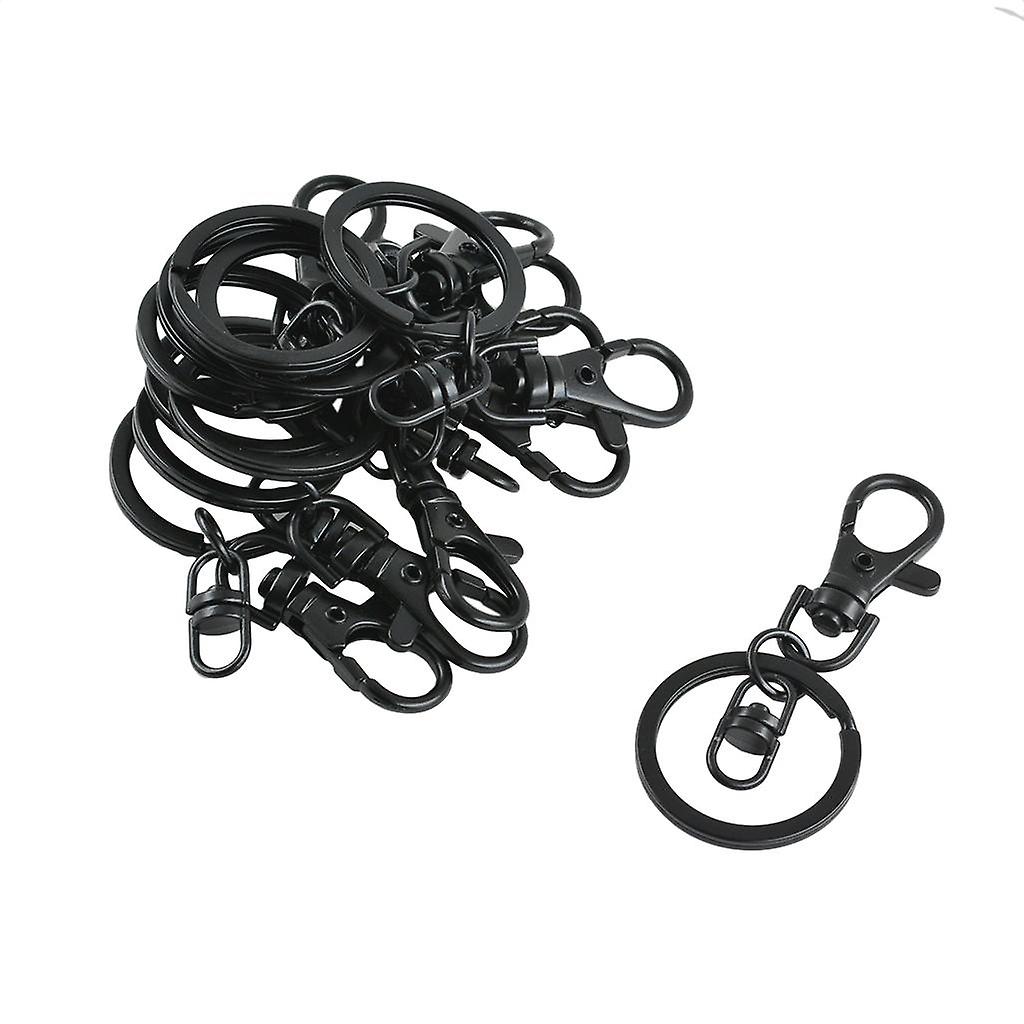 10pcs Trigger Lobster Hook Snap Clip Flat split keyring Connector Black