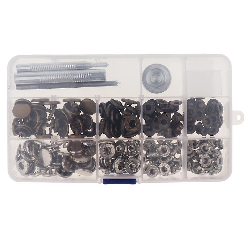 30 Sets Sewing Snap Fasteners Popper Press Stud Button Leather Tool Kit 15mm