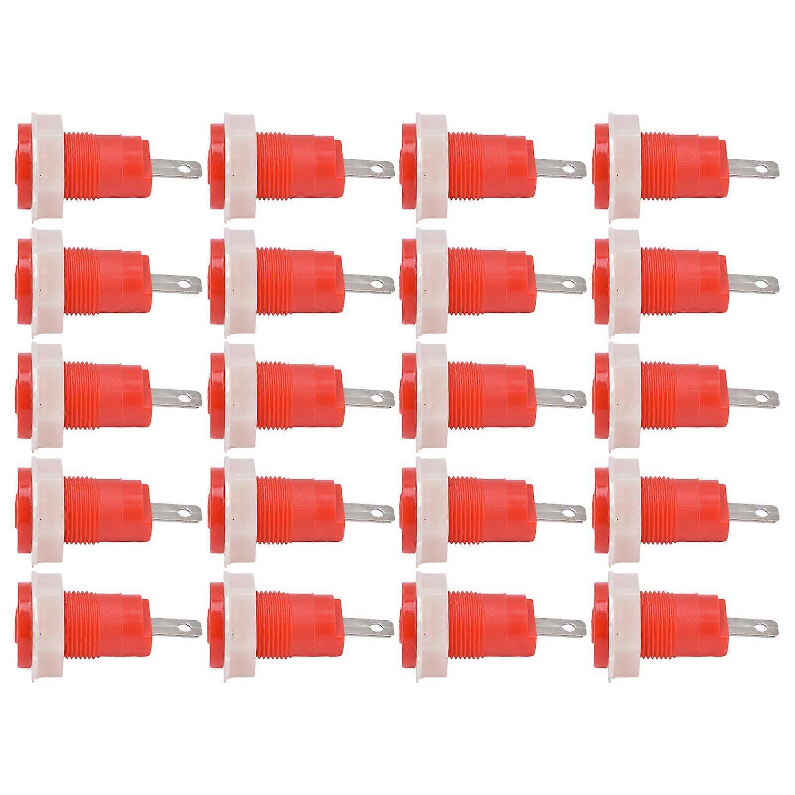 20Pcs Banana Socket Binding Post Adapter Brass Safe Welding Type Grounding Terminal 4mm 402 1KV 32ARed 