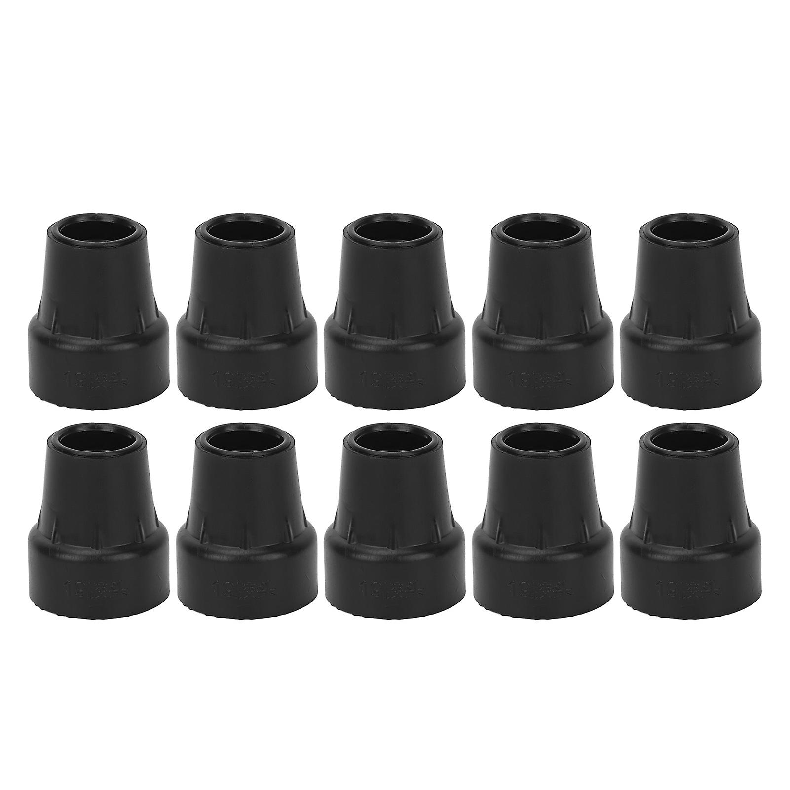 10pcs Crutch Tip Rubber 19mm Inner Diameter Slip Resistance Universal Heavy Duty Walking Cane Tip Black