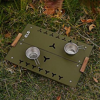 Outdoor Single Picknick Mini Tische Aluminiumlegierung Tragbarer Schreibtisch für Camping Wandern 30x20,5cm - Grün