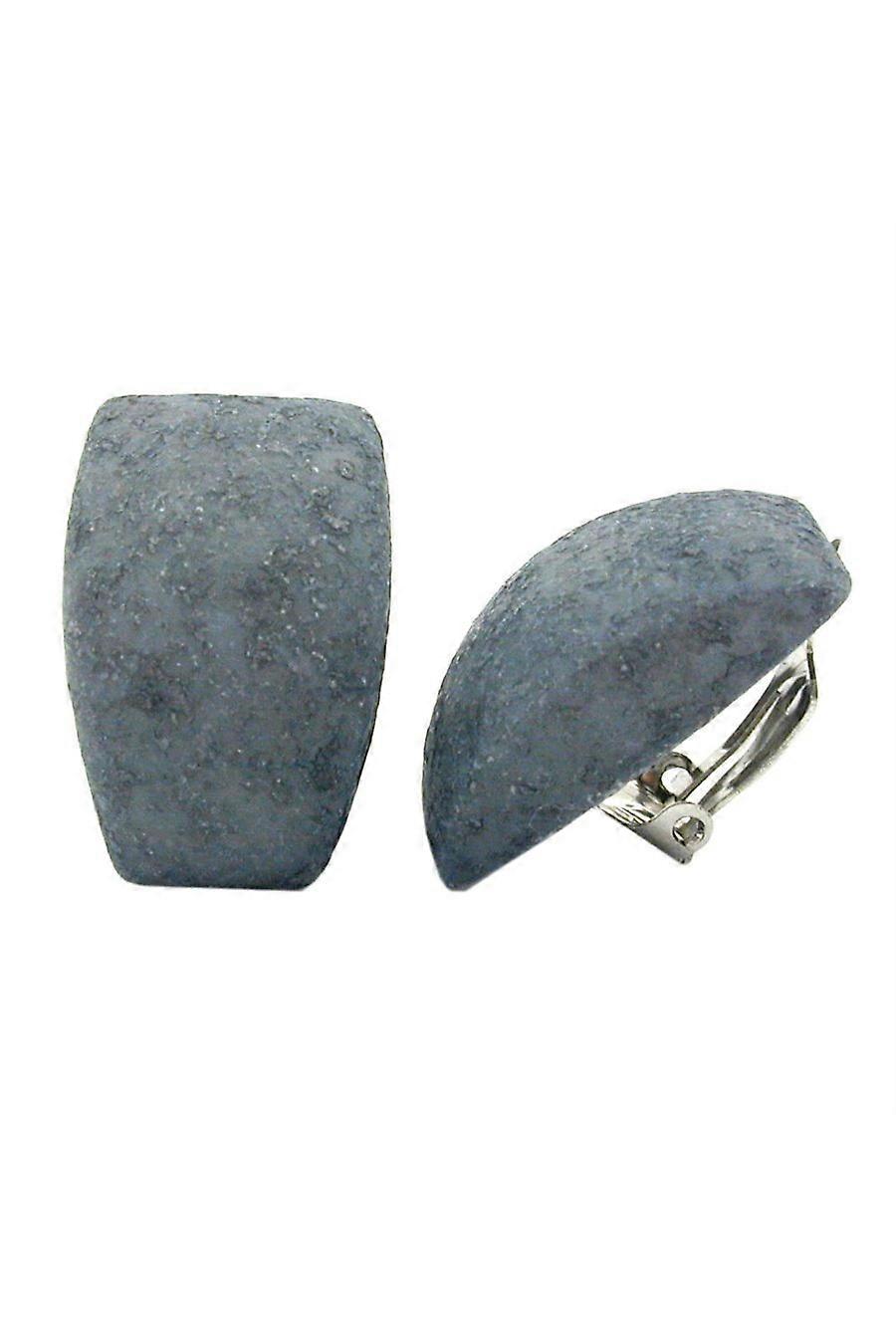 Clip-on Earring Trapezium Grey Black Rough Finish - Gl00387