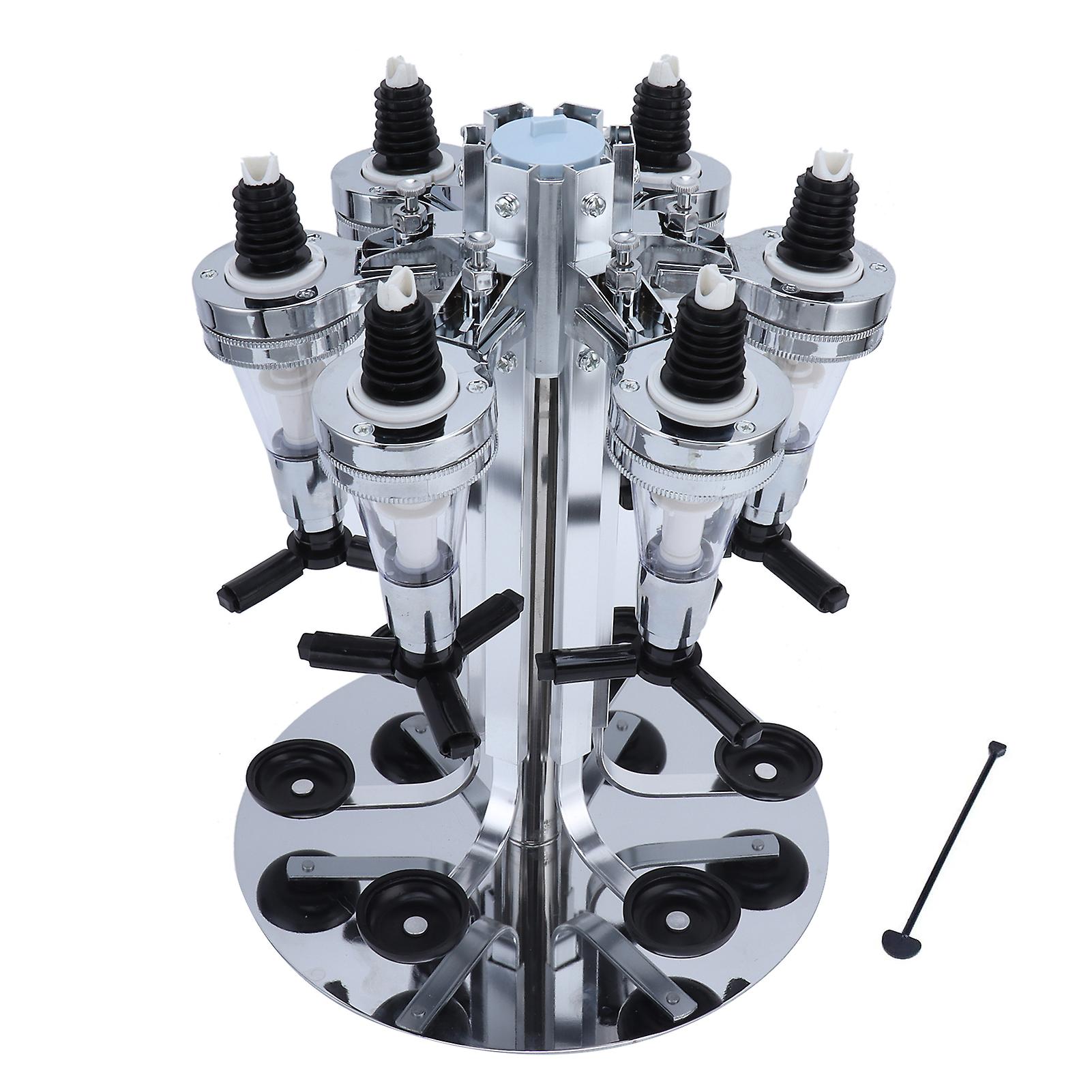 Rotating 6-Bottle Dispenser Bar Butler Drinks Stand Adjustable Chrome Finish Durable Design for Home Party Bar