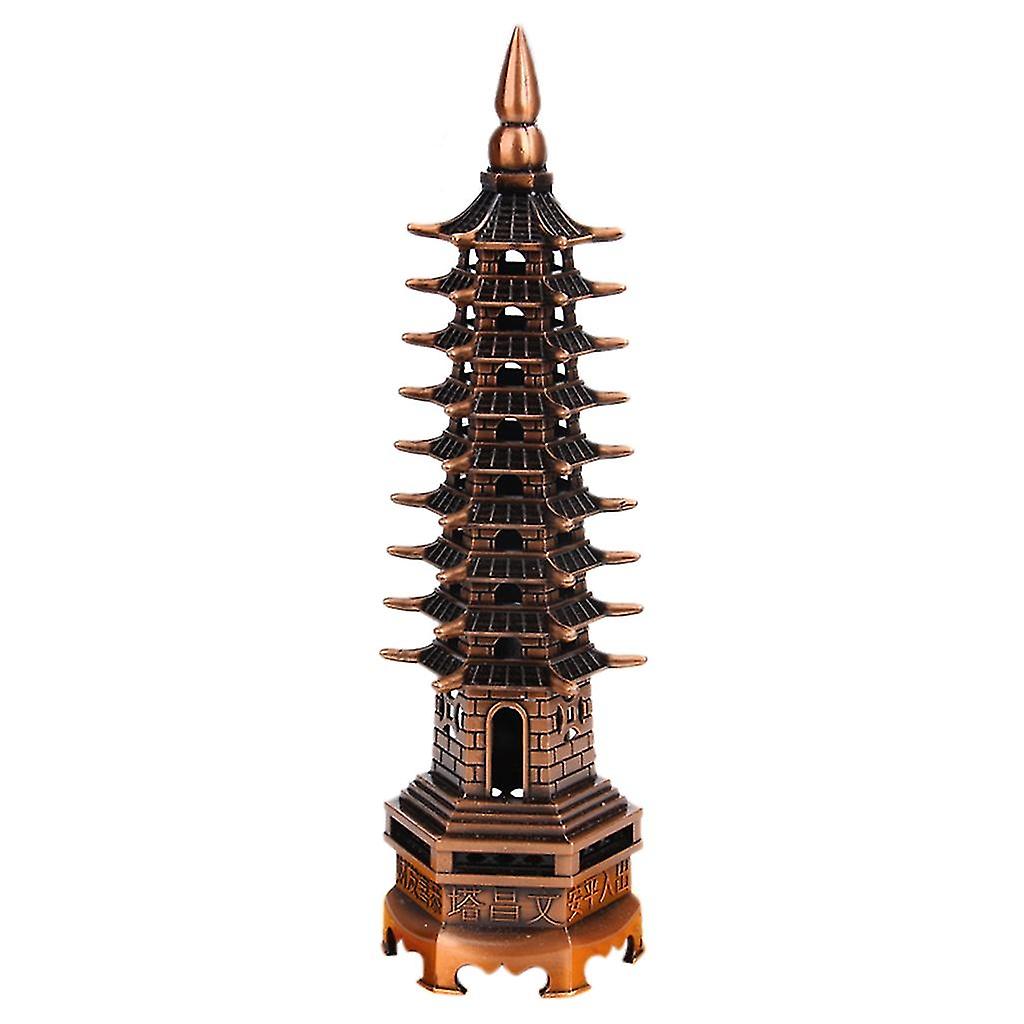 Feng Shui 9-levels Alloy 3d Model Chinese Wenchang Pagoda Tower Crafts Statue Souvenir Home Decorati