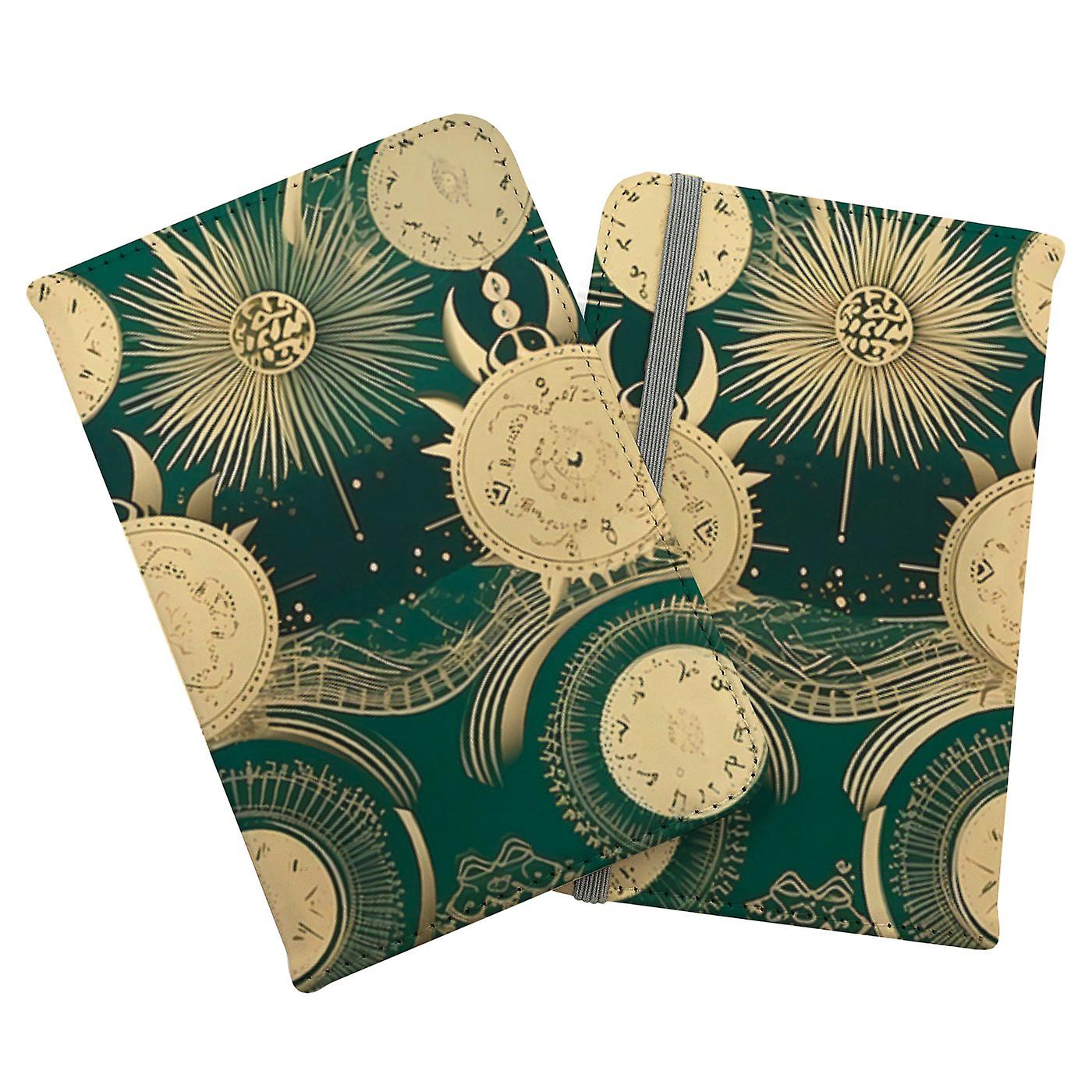 Green Moon And Sun Abstract Pattern Passport Cover
