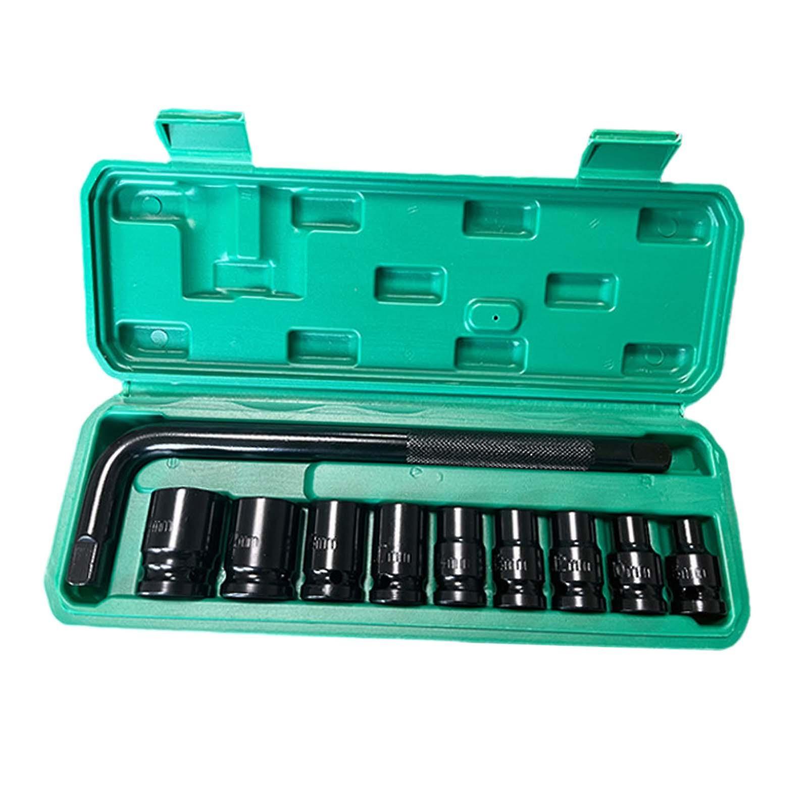 10 قطع 1/2 "مجموعة مقبس تأثير محرك الأقراص مع مآخذ وجع كهربائية بمقبض L