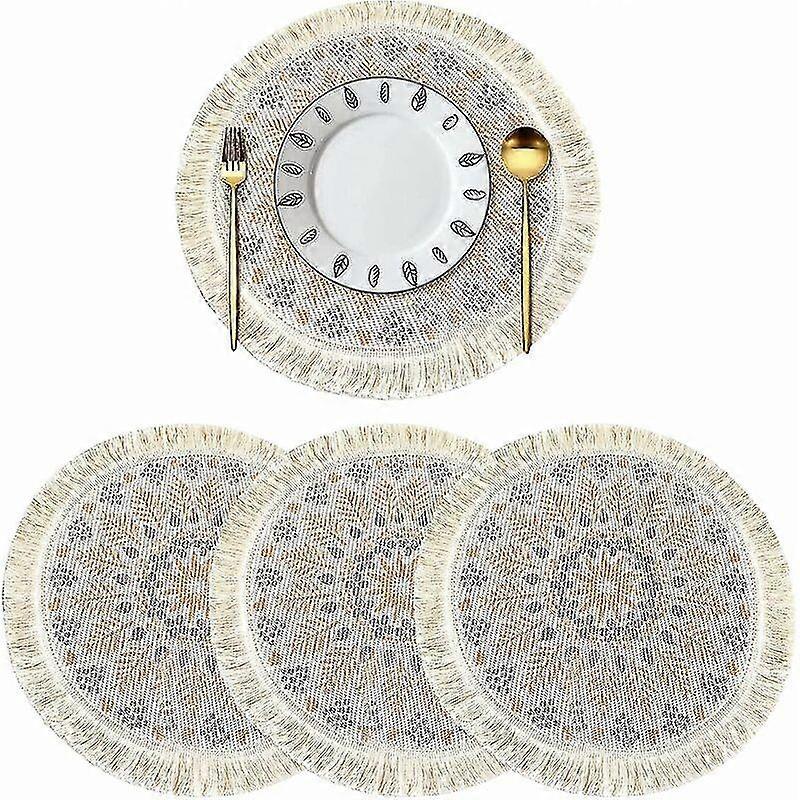 33CM Sets de Table en Tresss Lot de 4 Sets de Table Lavable, Rsiste  la Chaleur Antidrapant Tapis de Table en Tissu pour Cuisine