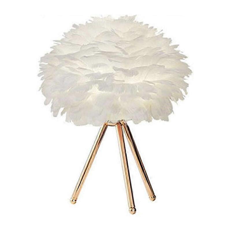 Feather LED Table Lamp with Push Button Soft Light Decorative Gold Desk Bed Night Light EU Plug EU Plug Type 1 Triangular