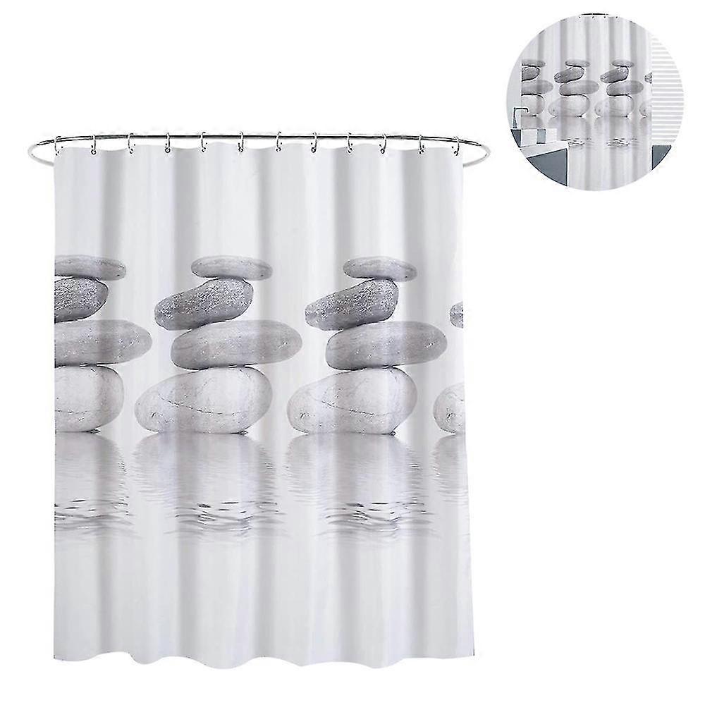 badeforhæng | Badeforhæng 180*200 - Grå stablet sten