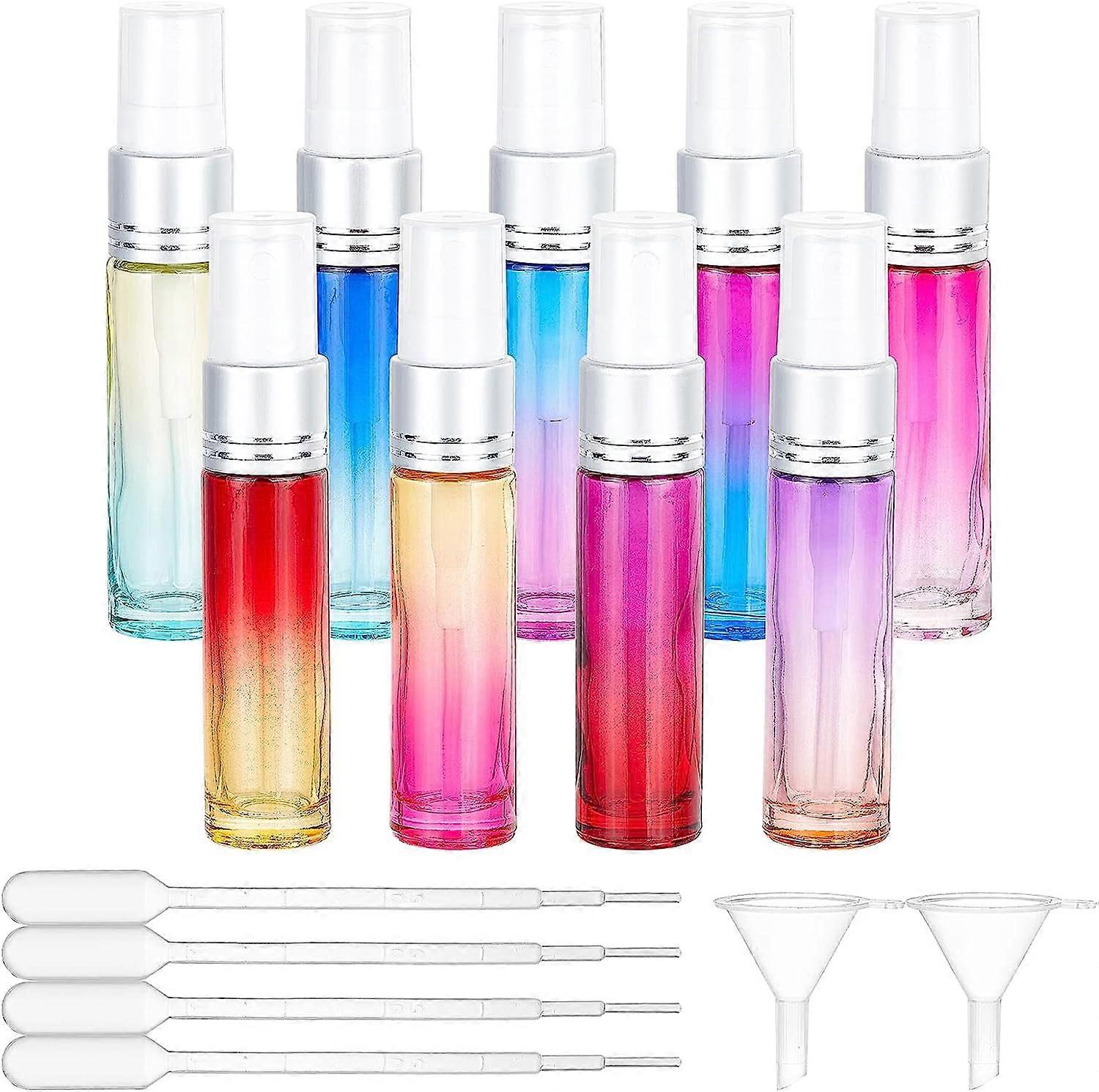 1box 9pcs Assorted-colors Portable Spray Bottles 0.3oz 10ml Golden Aluminium Oxide Spary Head